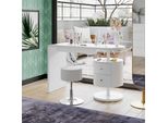 Vicco Tavolo Da Toeletta Lara, 120 Cm Con Sgabello, Bianco Lucido