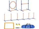 Set Di Agilità Per Cani Pawhut, Set Di 4 Set Per L'addestramento Dei Cani Con Ostacoli Per L'agilità Regolabili In Altezza, Pali In Vimini, Box Per La Rottura, Anello Per Il Salto, Set Di Ostacoli Incluso P