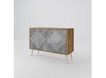 Healancy Cassettiera Con Ante Stampate - Credenza - Armadio - Cassettone - Credenza - Rovere Riva