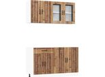 Vidaxl Set Di Armadietti Da Cucina Da 4 Pezzi Kalmar In Legno Recuperato, In Materiale A Base Di Legno