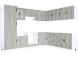Vidaxl Set Di Armadietti Da Cucina Da 14 Pezzi Lucca Grigio Sonoma In Legno