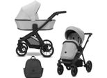 Carrozzina Kunert 2In1 Brav In Grigio Con Telaio Nero, Ruote In Gel Grigio E Design Moderno