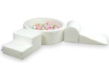 Parco Giochi In Schiuma Con Piscina 90X30 Boucle White 200 Palline: Bianco, Menta Chiaro, Rosa Chiaro, Beige