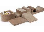 Il Più Grande Parco Giochi In Schiuma Con Piscina Micro Velvet Soft Dark Beige + 100 Palline: Bianco, Rosa Chiaro, Beige, Oro Antico