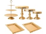 Set Di Alzate Per Torte In Metallo Dorato, Design Elegante, Perfetto Per Matrimoni E Feste, 6 Pezzi Per Set