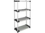 Scaffale In Plastica - Tood - 4 Ripiani - Portata 80 Kg Per Ripiano - 80 X 40 X 168 Cm - Nero E Grigio