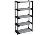 Scaffale In Plastica - Tood - 5 Ripiani - Portata 80 Kg - 80 X 40 X 171 Cm - Nero E Grigio