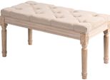 Panca Imbottita Panca Da Letto Vintage, Panca Da Corridoio Con Bottoni, Aspetto Lino, Caricabile Fino A 120 Kg, 80X40X43Cm, Beige