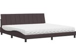 Syfax™ Letto Con Materasso Hanko Marrone Scuro 200X200 Cm In Tessuto