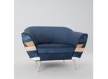 Spacerebels Poltrona Soggiorno - Poltrona Relax Divano Singolo Per Camera Da Letto - Poltrona Tv - Poltrona Imbottita Con Gambe In Legno - Blu