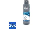 Dove Men+Care Deodorant Spray - 0% Clean Comfort - 150 Ml - Confezione Risparmio - 20 Pezzi