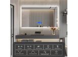Specchio Da Bagno Con Luce - 100 X 60 Cm - Specchio Da Bagno A Led - Con Touchscreen, Antiappannamento, Orologio, Temperatura, Dimmerabile