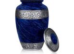 Urna Xxl In Metallo - 3,5 Litri - Per Ceneri Umane E Animali - Elegante Urna Decorativa In Blu