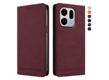 Custodia Per Oppo Find X9, Custodia Retro In Finto Cuoio Con Supporto E Slot Per Carte Rosso