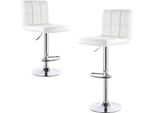 Sgabello Da Bar Moderno - Sgabello Da Banco - Girevole - Regolabile In Altezza - Con Schienale - Pelle Finta + Metallo - Altezza Seduta 60-82 Cm - Portata 120 Kg - Bianco