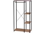 Appendiabiti Con Scarpiera - Appendiabiti Autoportante - Portaoggetti In Legno Di Pino, Stile Moderno, Montaggio Necessario - Nero E Rovere Chiaro