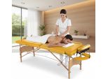 Mucola Tavolo Da Massaggio 3 Zone Panca Da Massaggio Pieghevole Tavolo Cosmetico Tavolo Da Massaggio Tavolo Terapeutico Mobile Struttura In Legno - Giallo