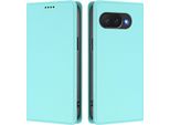 Custodia Per Google Pixel 10A, Flip Cover In Finto Cuoio Antiurto Magnetica Con Supporto Turchese