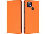Custodia In Pelle Per Infinix Hot 10I, Custodia Flip Magnetica In Finto Cuoio Con Supporto Arancione