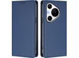 Custodia Per Huawei Pura 70 Pro/Pura 70 Pro+, Flip Cover In Finto Cuoio Antiurto Magnetica Con Supporto Blu Scuro