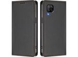 Custodia Per Huawei P40 Lite, Flip Cover In Finto Cuoio Antiurto Magnetica Con Supporto Nero