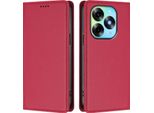 Custodia Per Cellulare Per Itel S23+, Custodia Magnetica Antiurto Flip Cover In Finto Cuoio Con Supporto Rosso