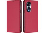 Custodia Per Telefono Cellulare Per Honor 70 Pro, Flip Cover In Finto Cuoio Antiurto Magnetica Con Supporto Rosso