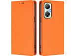Custodia In Pelle Per Infinix Hot 20 5G, Custodia Flip Magnetica In Finto Cuoio Con Supporto Arancione