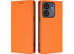 Custodia Per Telefono Cellulare Per Blu View 5, Custodia Magnetica Antiurto In Finto Cuoio Flip Cover Con Supporto Arancione