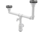 Sifone Per Lavello Doppio Alcadrain Con Griglie In Acciaio Inox DN115 A Due Livelli E Attacco A454P