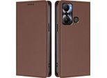 Custodia In Pelle Per Infinix Hot 20 Play, Custodia Flip Magnetica In Finto Cuoio Con Supporto Marrone