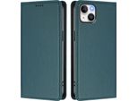 Custodia Per Iphone 14 Plus, Flip Cover In Finto Cuoio Antiurto Magnetica Con Supporto Verde