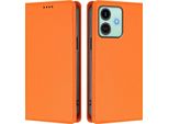 Custodia Per Telefono Cellulare Per Honor Play10, Flip Cover In Finto Cuoio Antiurto Magnetica Con Supporto Arancione
