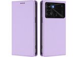 Custodia Per Cellulare Per Itel P40, Flip Cover In Finto Cuoio Antiurto Magnetica Con Supporto Viola