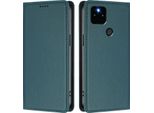 Custodia Per Google Pixel 5A 5G, Flip Cover In Finto Cuoio Antiurto Magnetica Con Supporto Verde