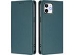 Custodia Per Iphone 12/Iphone 12 Pro, Flip Cover In Finto Cuoio Antiurto Magnetica Con Supporto Verde