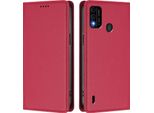 Custodia Per Cellulare Per Itel A48, Flip Cover In Finto Cuoio Antiurto Magnetica Con Supporto Rosso