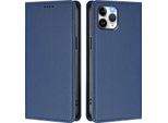Custodia Per Iphone 11 Pro, Flip Cover Magnetica Antiurto In Finto Cuoio Con Supporto Blu Scuro