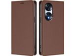 Custodia Per Telefono Cellulare Per Honor 70 Pro, Flip Cover In Finto Cuoio Antiurto Magnetica Con Supporto Marrone
