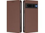 Custodia Per Google Pixel 7 Pro, Flip Cover In Finto Cuoio Antiurto Magnetica Con Supporto Marrone