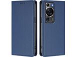 Custodia In Pelle Per Huawei P60 / P60 Pro, Custodia Magnetica In Finto Cuoio Con Supporto Blu Scuro