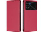 Custodia Per Cellulare Per Itel P40, Flip Cover In Finto Cuoio Antiurto Magnetica Con Supporto Rosso