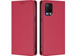Custodia Per Telefono Cellulare Per Blu View 5 Pro, Flip Cover In Finto Cuoio Antiurto Magnetica Con Supporto Rosso