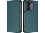 Custodia Per Cellulare Per Blu View 5, Flip Cover In Finto Cuoio Antiurto Magnetica Con Supporto Verde