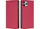 Custodia Per Iphone 11 Pro Max, Flip Cover In Finto Cuoio Antiurto E Magnetica Con Supporto Rosso