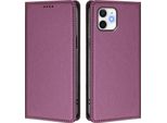 Custodia In Pelle Per Iphone 12/Iphone 12 Pro, Custodia Flip Magnetica In Finto Cuoio Con Supporto Viola