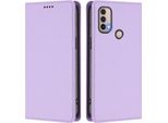 Custodia Per Motorola Moto E20 / E30 / E40, Flip Cover In Finto Cuoio Antiurto Magnetica Con Supporto Viola