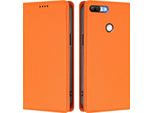 Custodia In Pelle Per Honor 9 Lite, Custodia Flip Magnetica In Finto Cuoio Con Supporto Arancione