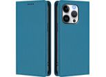 Custodia In Pelle Per Iphone 14 Pro, Custodia Flip Magnetica In Finto Cuoio Con Supporto Lake Blu