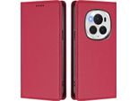 Custodia Per Telefono Cellulare Per Honor Magic6 Pro, Flip Cover In Finto Cuoio Antiurto Magnetica Con Supporto Rosso